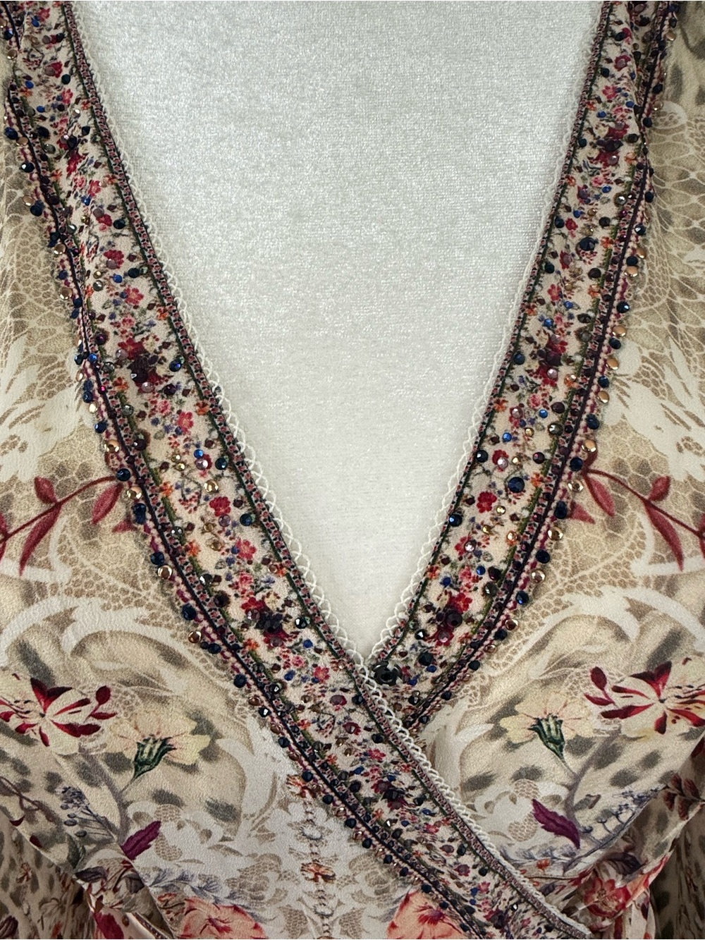 Camilla Silk Wrap Maxi‎ Dress Floral Butterfly Leopard Scarf Sash Embellished S - Picture 5 of 15
